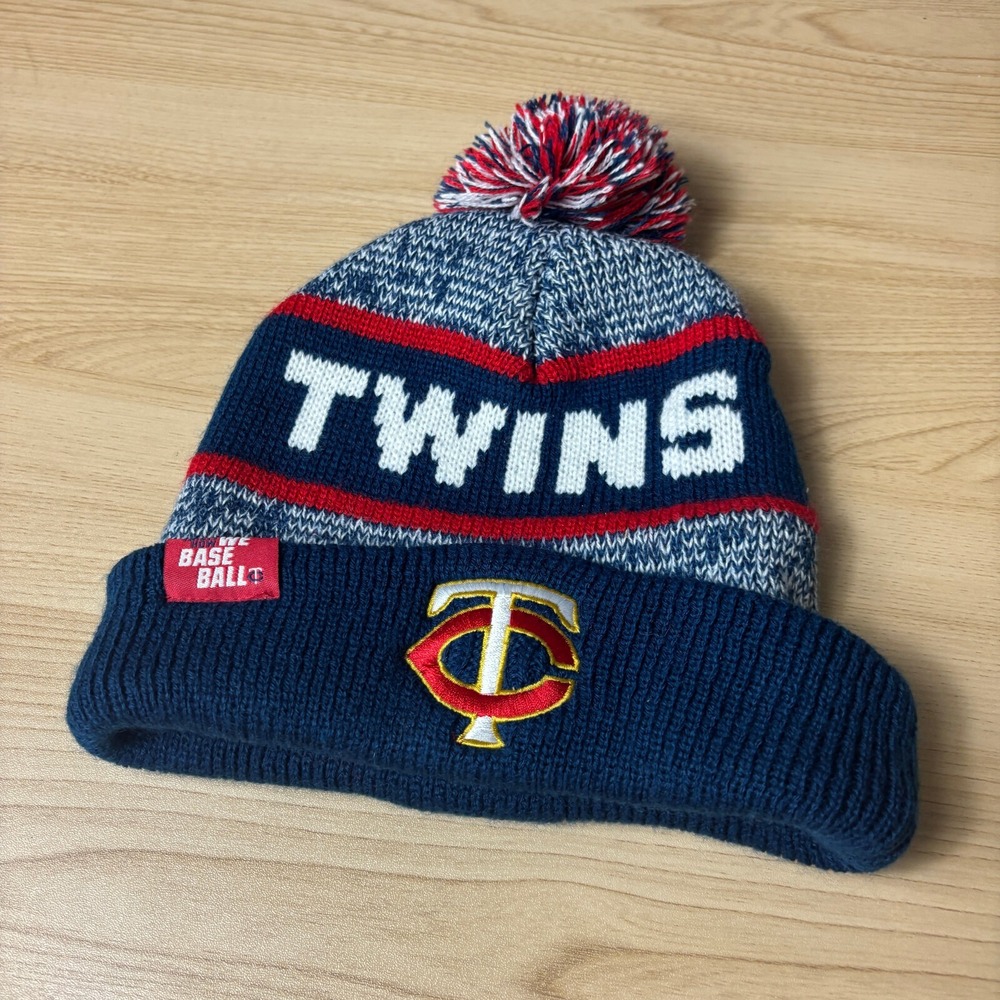 Minnesota Twins Hat Winter Cap Mens Blue Black Beanie‎ Pom Pom MLB Baseball A9